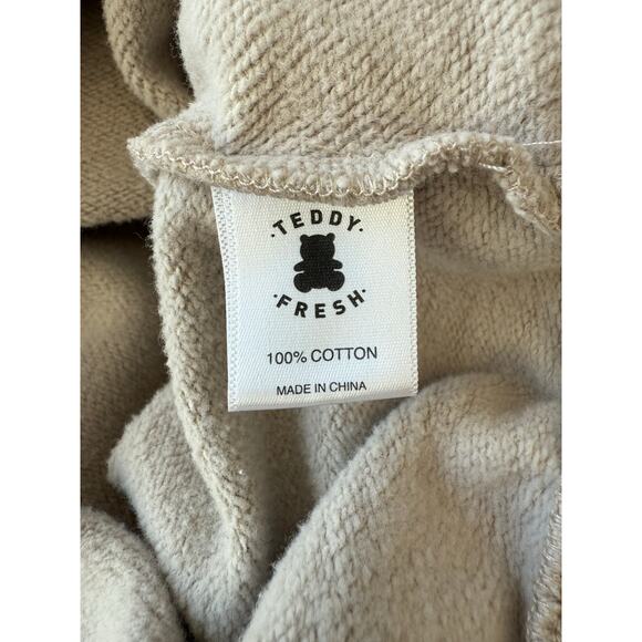 Teddy Fresh Tan Cropped 1/4 Zip Sweatshirt size Medium - Picture 6 of 9